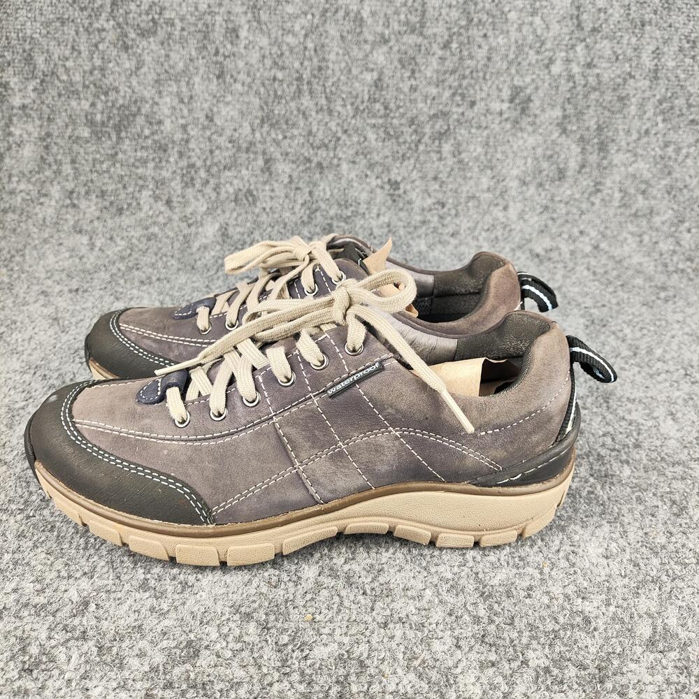 Clarks WaveWalk Shoes Womens Size 6 Gray Leather Waterproof Walking Sneakers